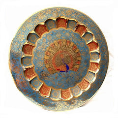 Brass Wall Hanging Plate Peacock-13" image 0