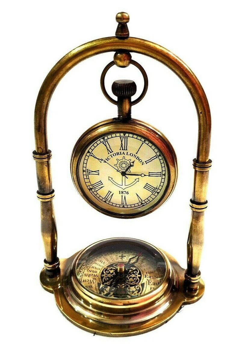Hanging Brass Table Watch with Compass image 0
