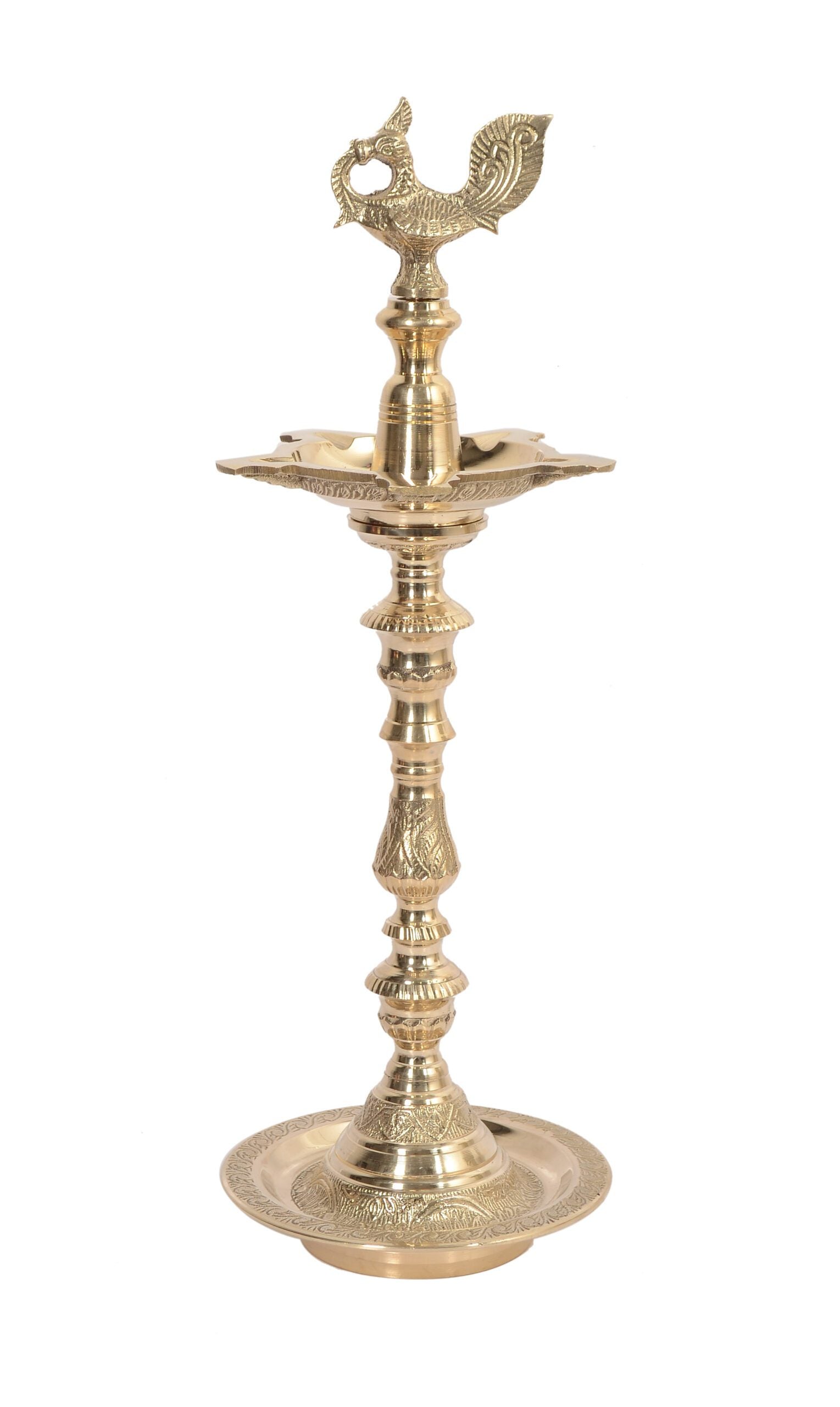 Brass Diya Peacock Kuthu Vilakku/Inauguration Lamp 14" image 0