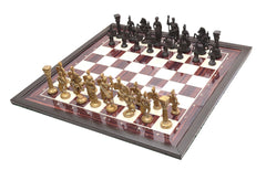 Roman Brass Chess Set with Wooden Laminated  Board Set 16" x 16"