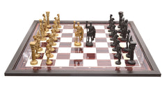 Roman Brass Chess Set with Wooden Laminated  Board Set 16" x 16"