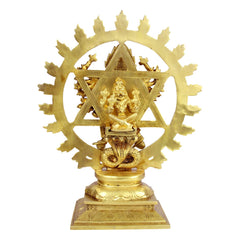 Brass Sudarshan Lord Vishnu with Narsimha Statue Murti