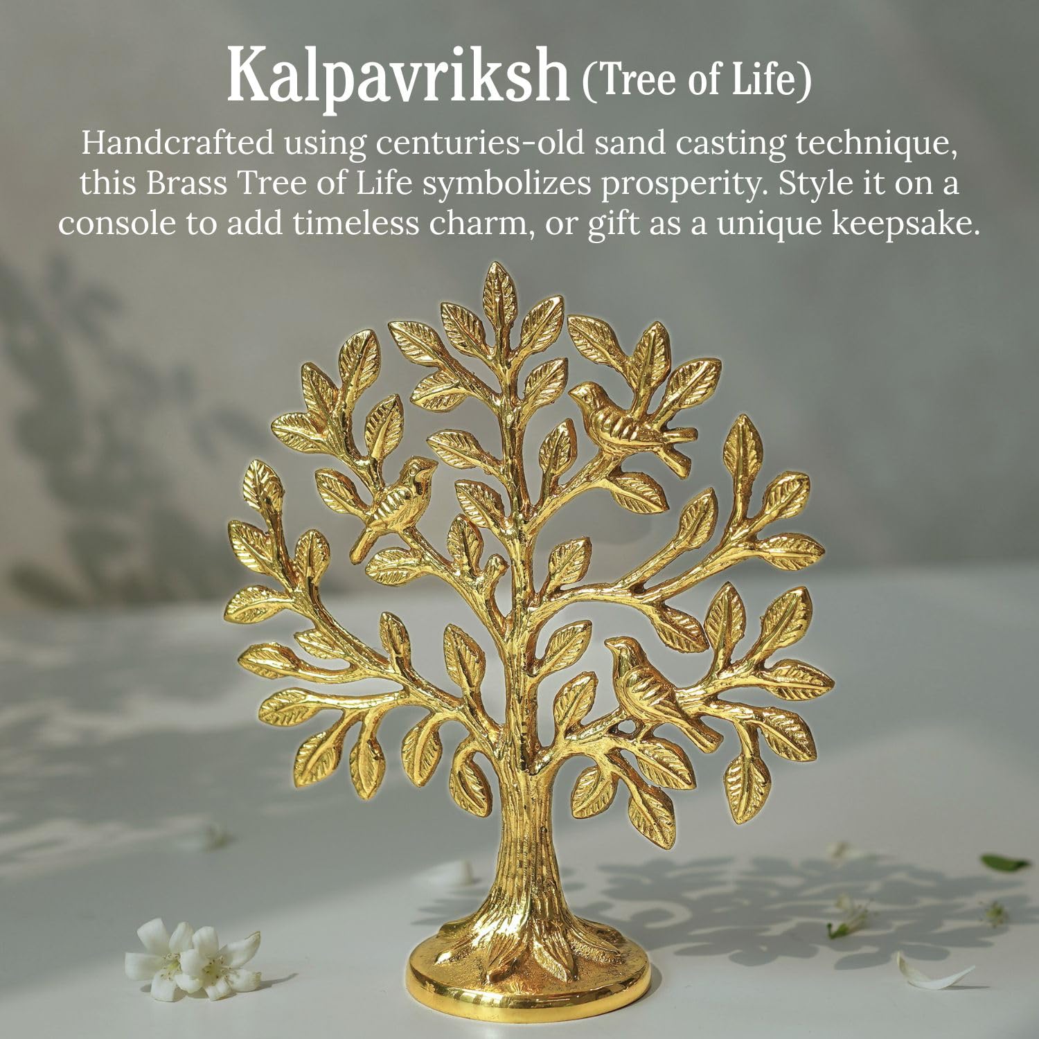 100% Pure Brass (6 inch) Kalpvriksh Tree with Birds | Good Luck Gift