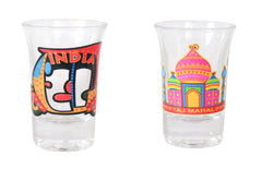 Souvenir India Auto Rickshaw-Taj Mahal India Shot Glasses Set of 2, Multicolour, 30 ml
