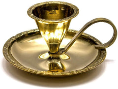 Set of 2 Brass Candle Stand with Handle image 1