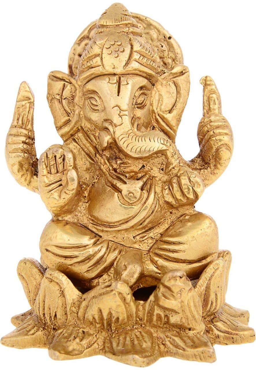 Brass Ganesh on Kamal Base image 0