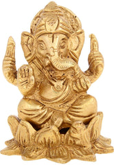 Brass Ganesh on Kamal Base image 0