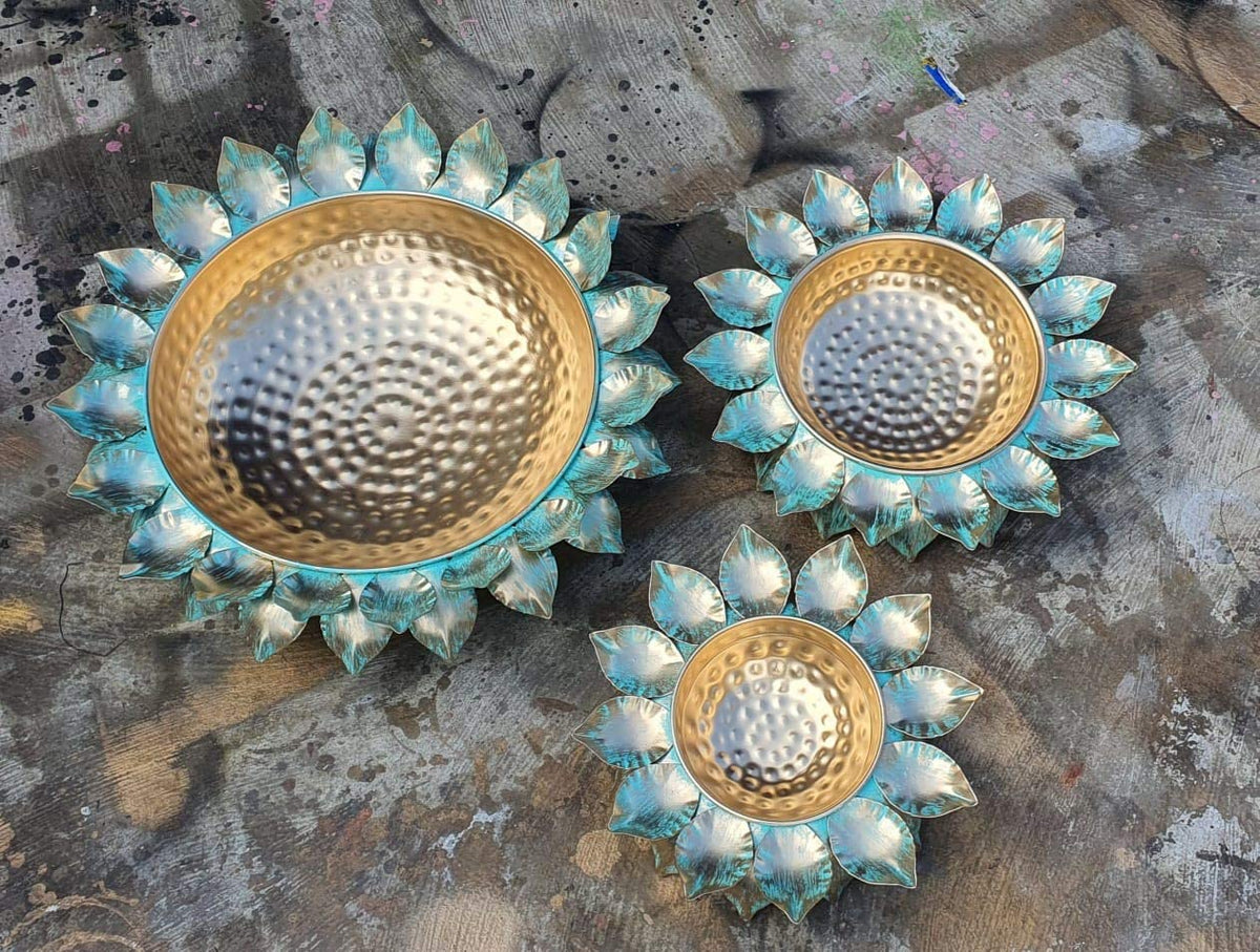 Set of 3 Handcrafted Metal Urli Set image 0