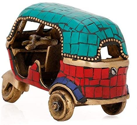 Vintage Brass Auto Rickshaw Tuk Tuk Miniature image 1