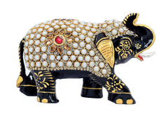 Wooden Elephant with Pearl Work image 0