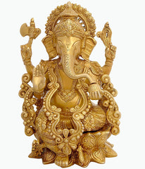Brass Ganesha Bhagwan Murti-12.5" image 0