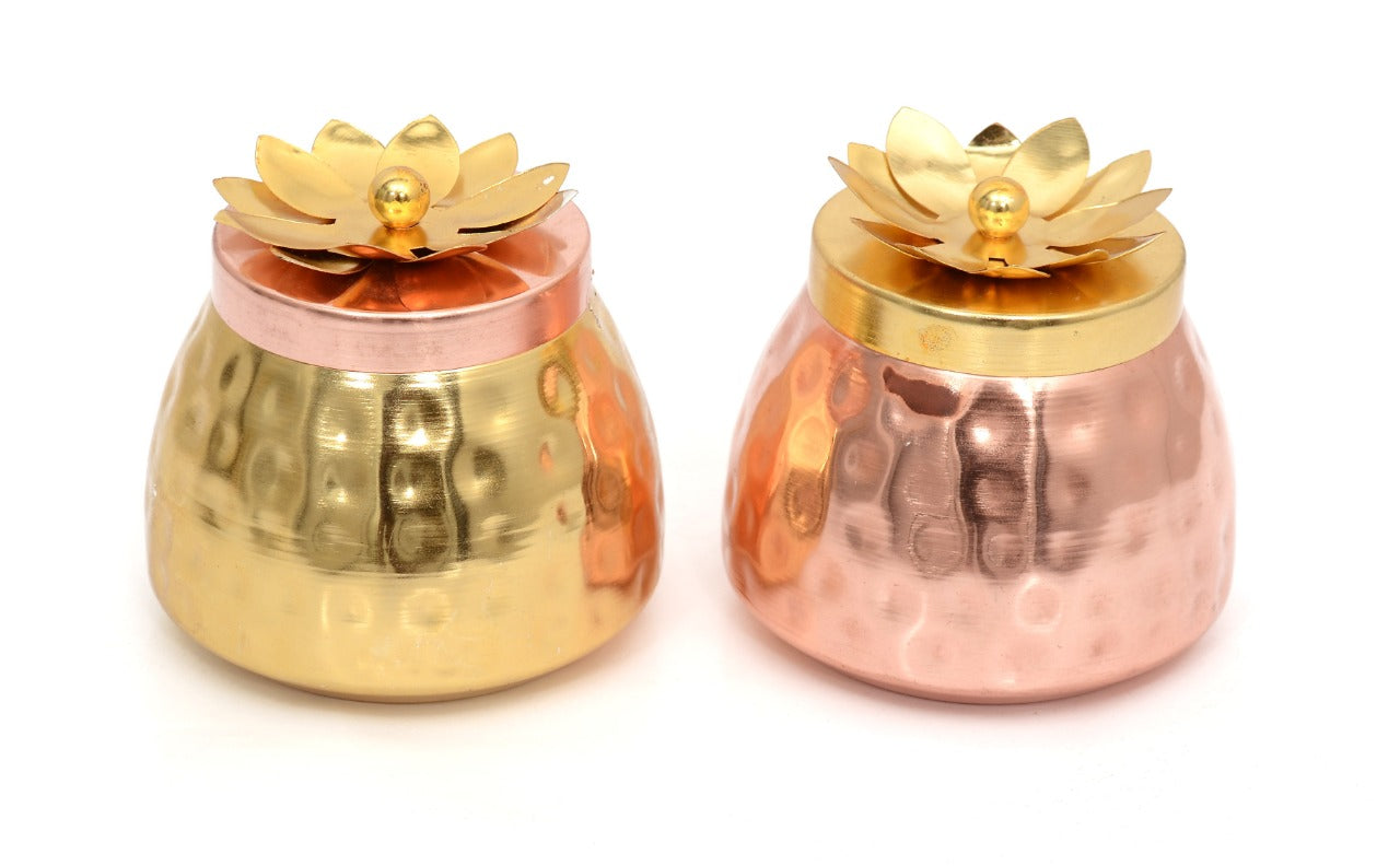 Set of 2 Hammered Gold Copper Plated Jar/Container for dry fruits image 0