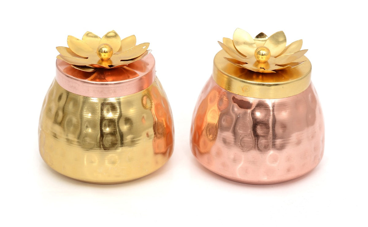 Set of 2 Hammered Gold Copper Plated Jar/Container for dry fruits image 0
