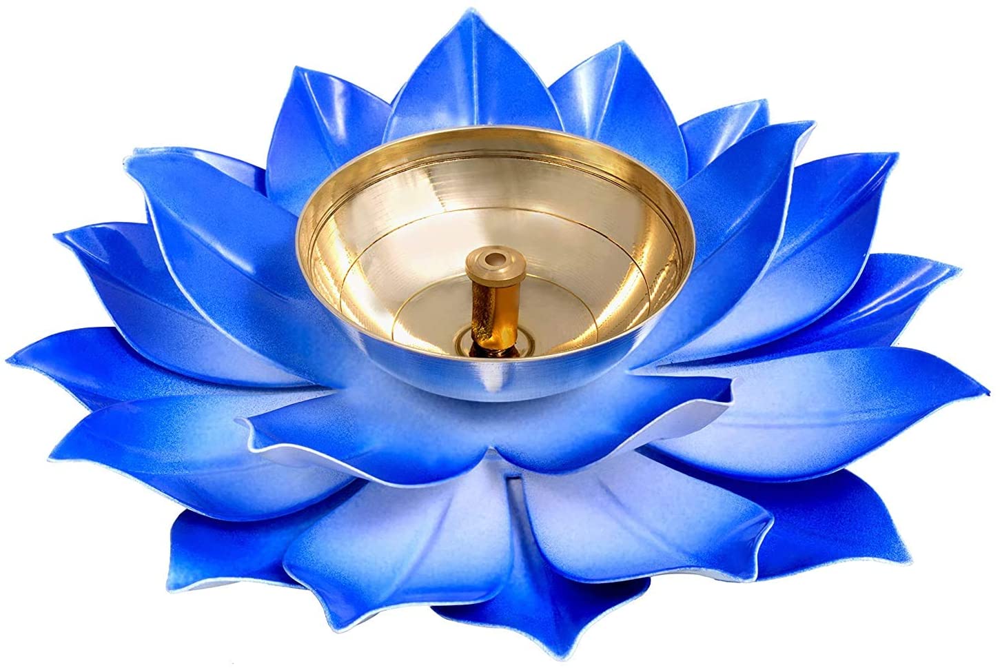 Set of 4 Colorful Handcrafted Brass Lotus Diya Deepak  image 1