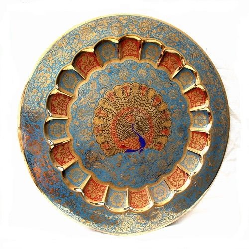 Brass Wall Hanging Plate Peacock-11" image 0