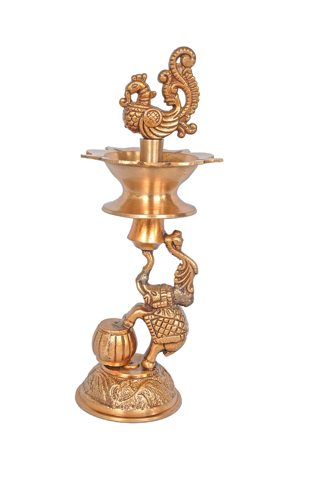 Brass Jumping Elephant Peacock Lamp 9 image 1