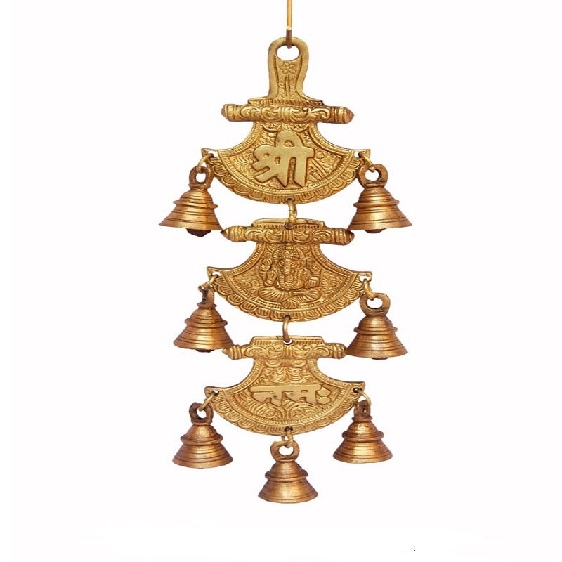 Brass Ganesh Namah Hanging Door Decorative Bells  image 0
