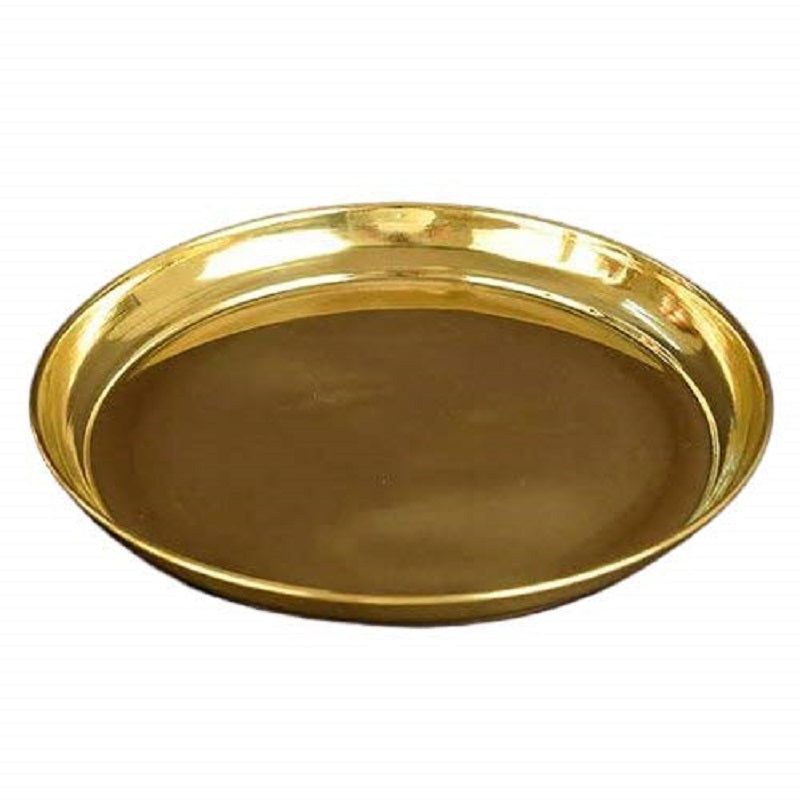 Brass Puja Thali/Pure Brass Pooja Plate (Size-7 Inch) image 0