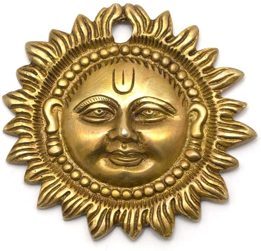 Decorative Wall Hanging Brass Sun Idol Face image 0