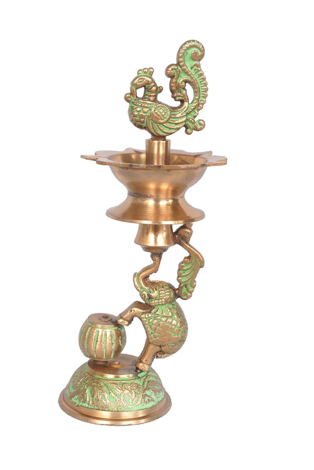 Brass Jumping Elephant Peacock Lamp 9 image 0