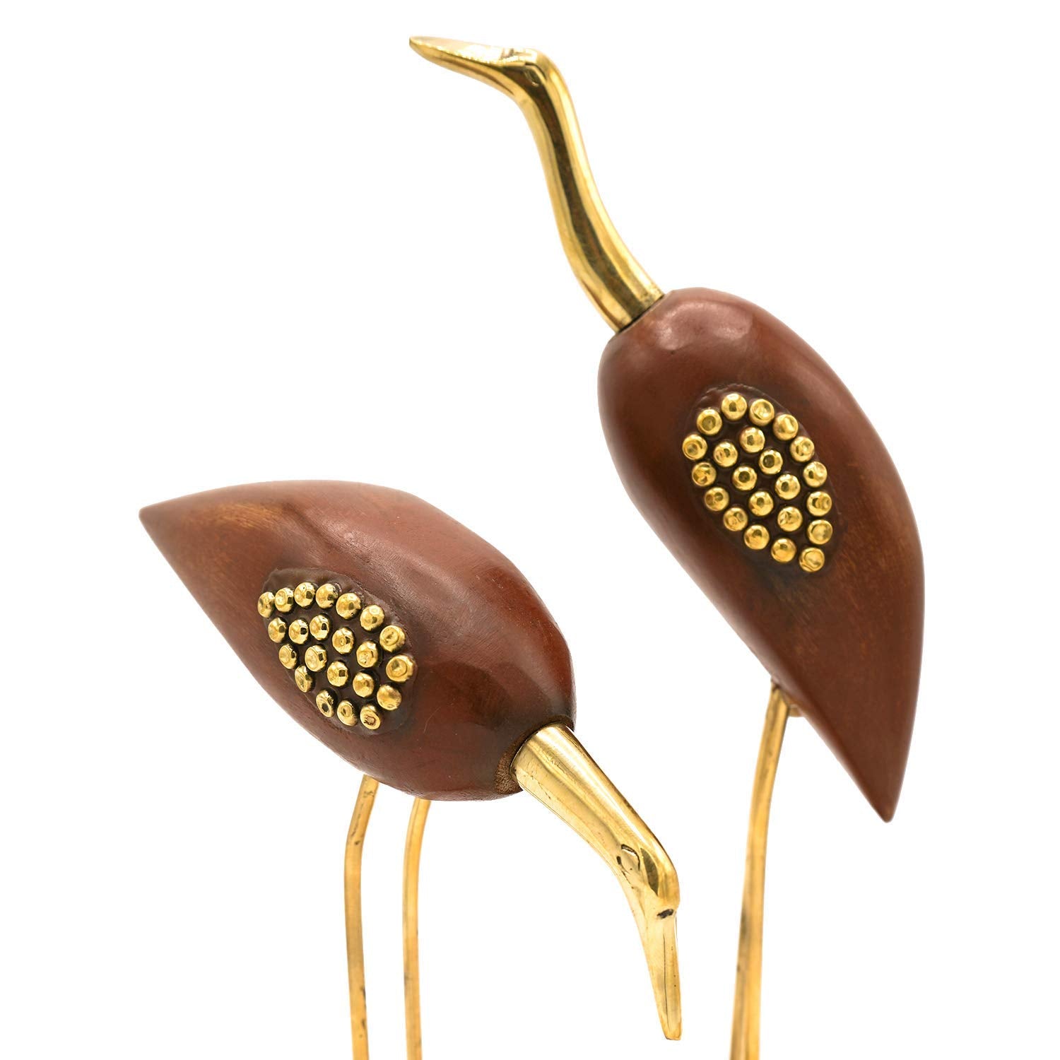 Wooden and Brass Swan Set/Crane Love Birds Showpiece image 1
