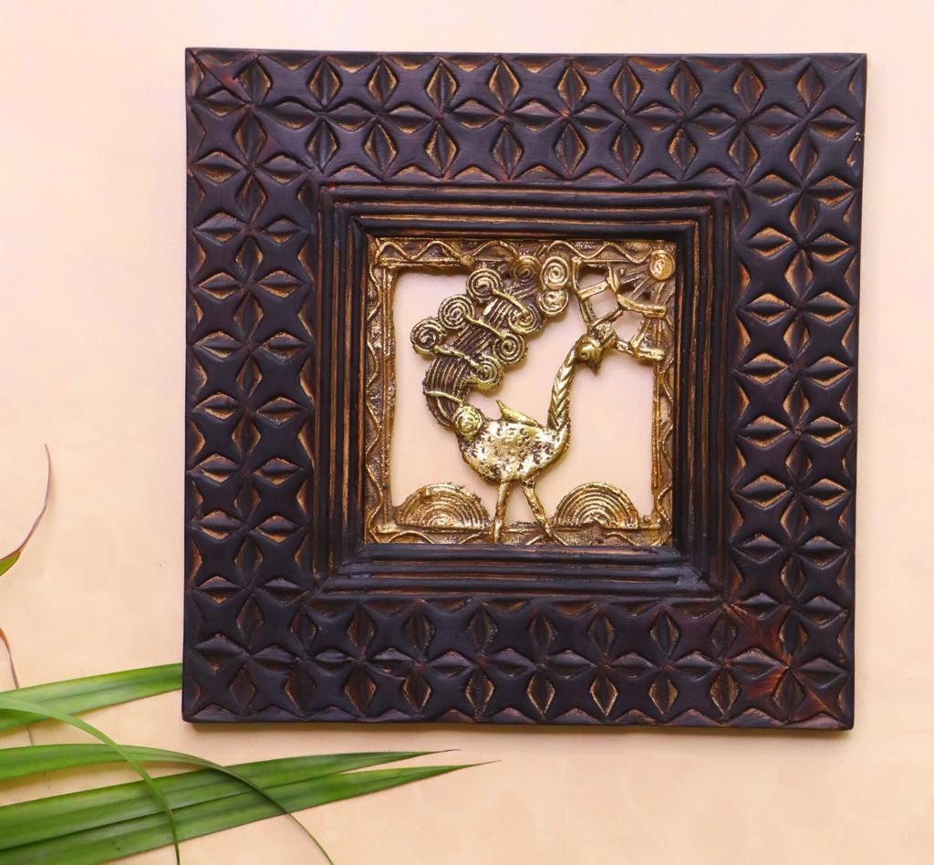 Bastar Art Wall Hangings/Brass Dhokra Art Frame (Size-4X4) image 0