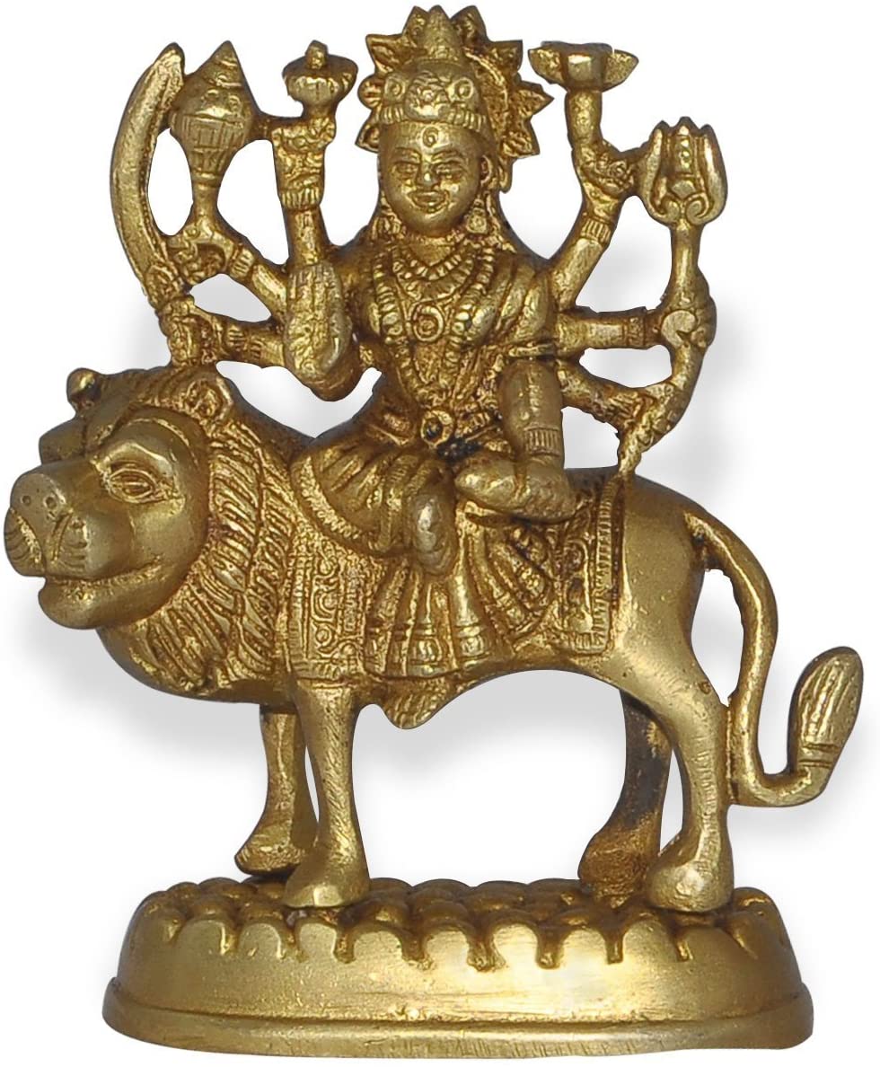Brass Goddess Durga  4" image 0