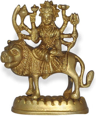 Brass Goddess Durga  4" image 0