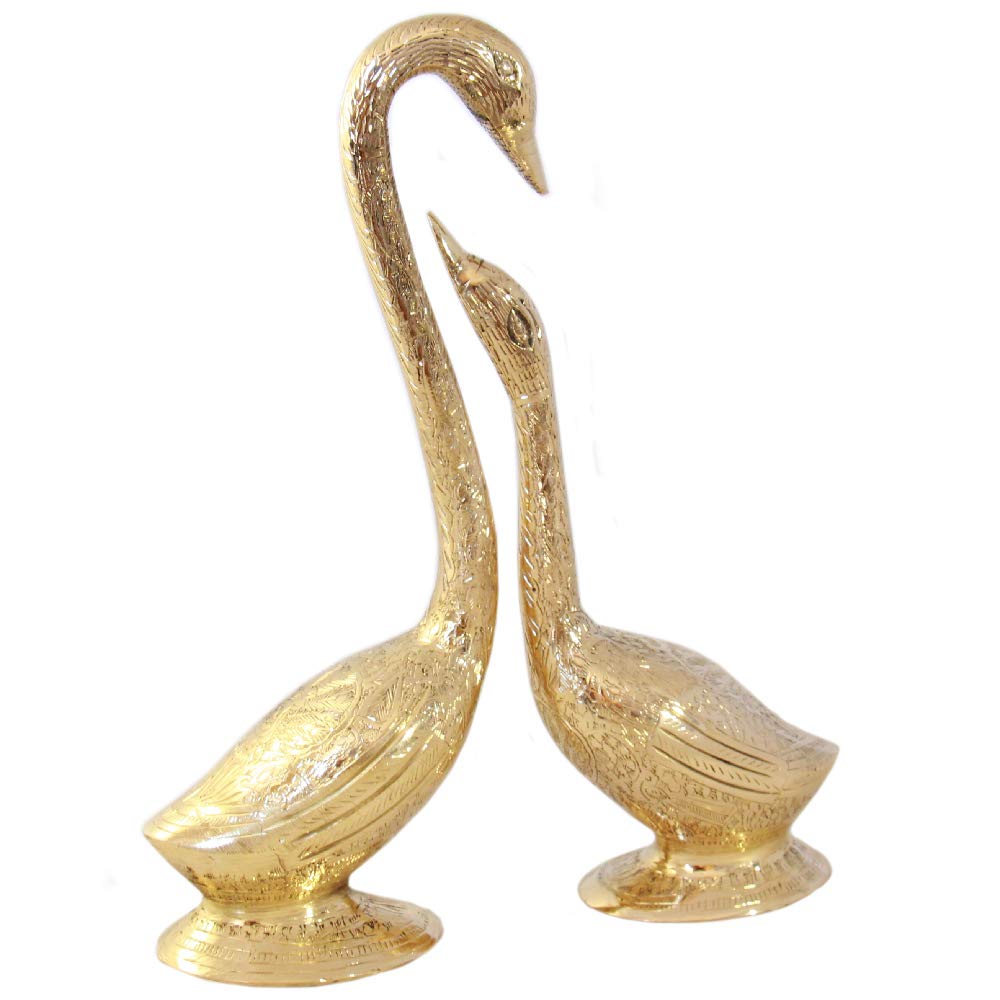 Brass Love Birds Swan Set 12" image 0