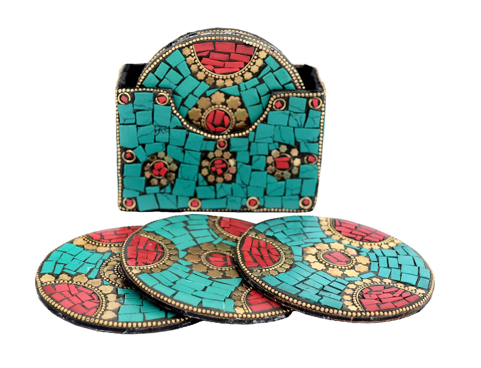 Set of 6 Handcrafted Wooden Coasters with Stand image 0