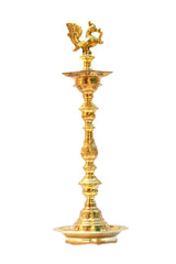 Brass Peacock Deepak Diya Vilakku Deepam Stand Kuthuvilakku image 0