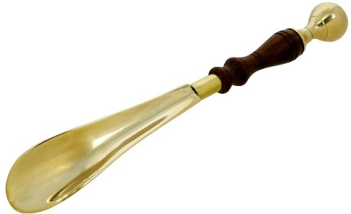 Brass Shoe Horn with Wooden Handle-10" image 0