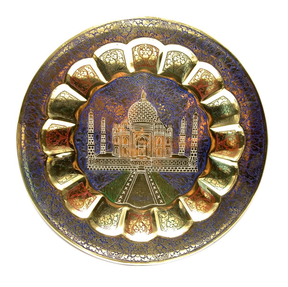 Brass Wall Hanging Plate Taj Mahal-13" image 0