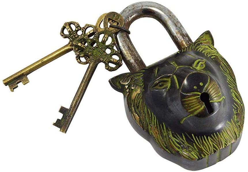 Lion Shape Solid Vintage Style Brass Lock image 1