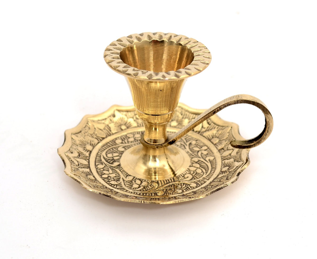 Brass Candle Stand with Handle image 0