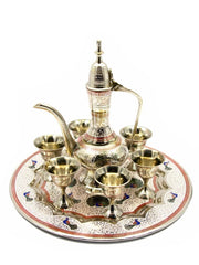 Brass Wine Glass Set with Tray and Surhaie image 0