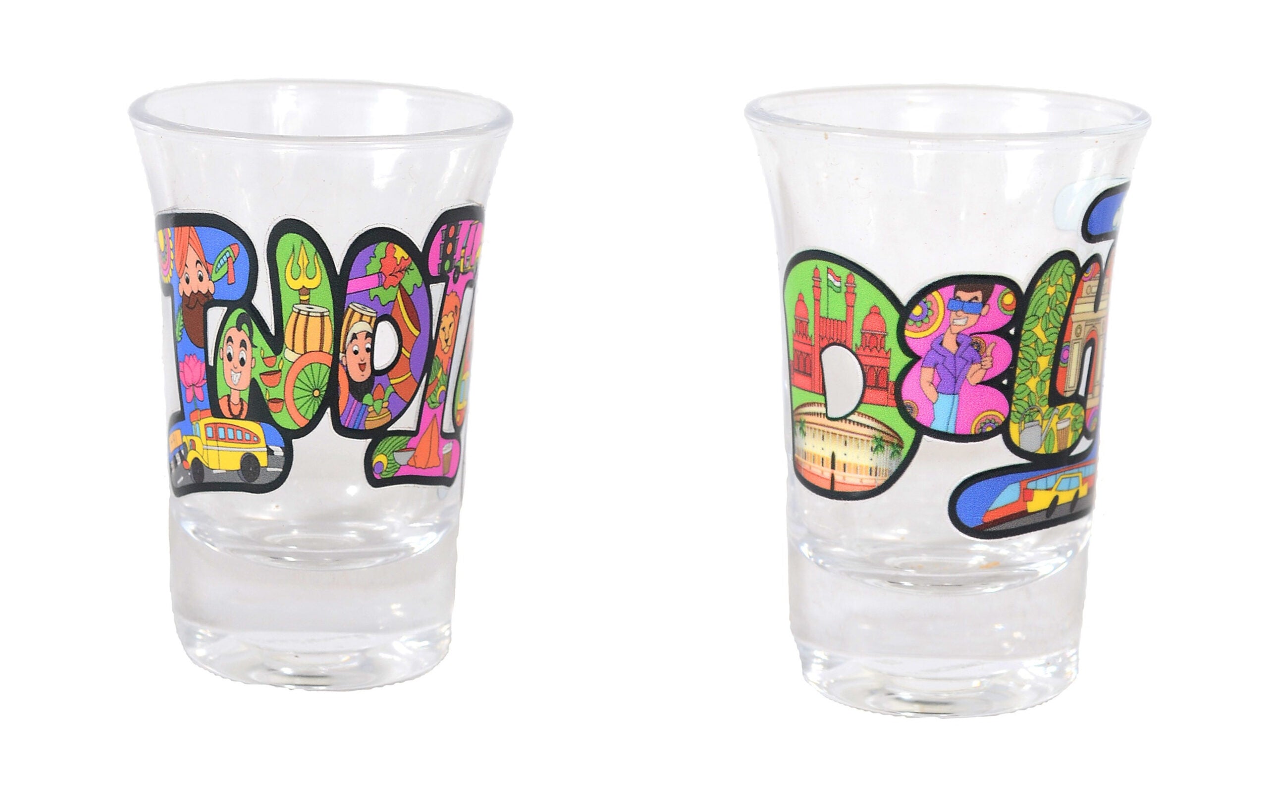 Souvenir Delhi India Shot Glasses Set of 2, Multicolour, 30 ml image 0