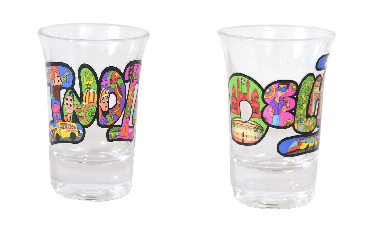 Souvenir Delhi India Shot Glasses Set of 2, Multicolour, 30 ml image 0