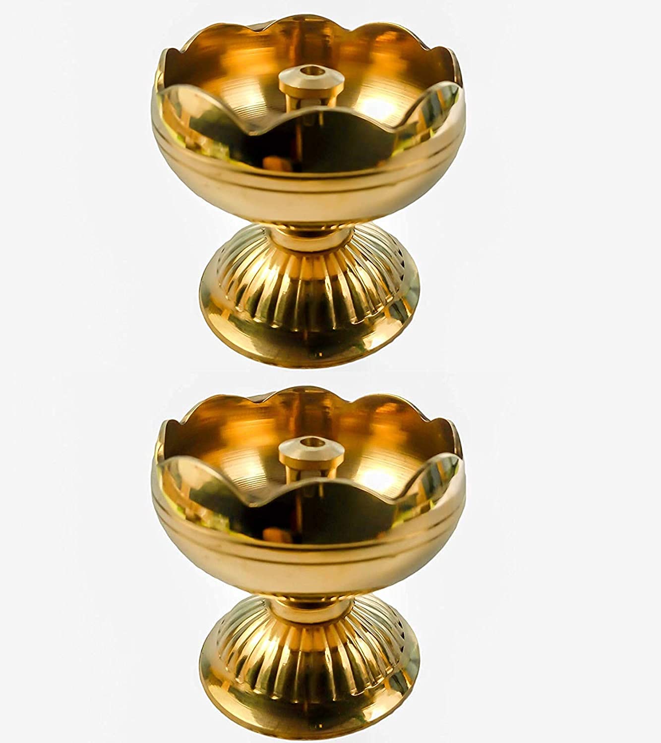 Brass Flower Design Diya Set of 2 image 0