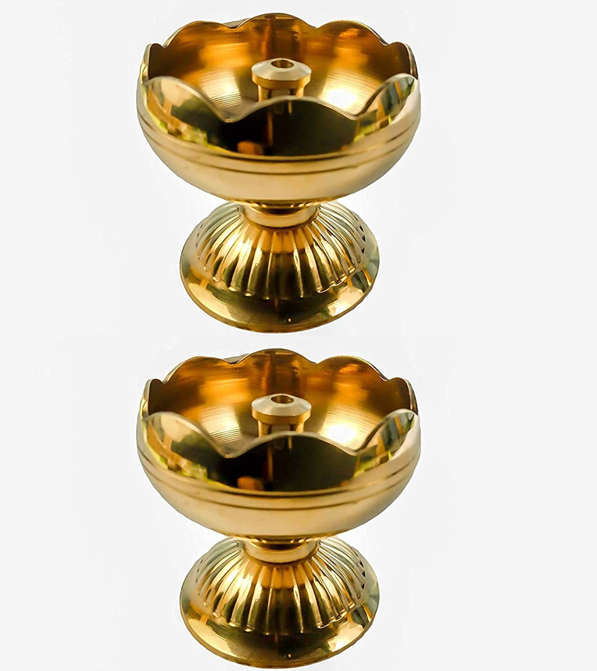Brass Flower Design Diya Set of 2 image 0