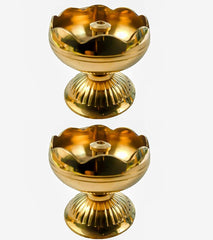 Brass Flower Design Diya Set of 2 image 0