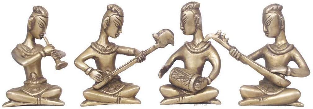 Brass Musical Tribal Ladies Figures Set of 4 image 0