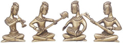 Brass Musical Tribal Ladies Figures Set of 4 image 0