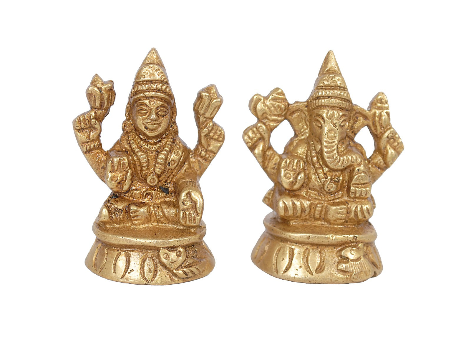 Brass Laxmi Ganesh Religious Idol image 0
