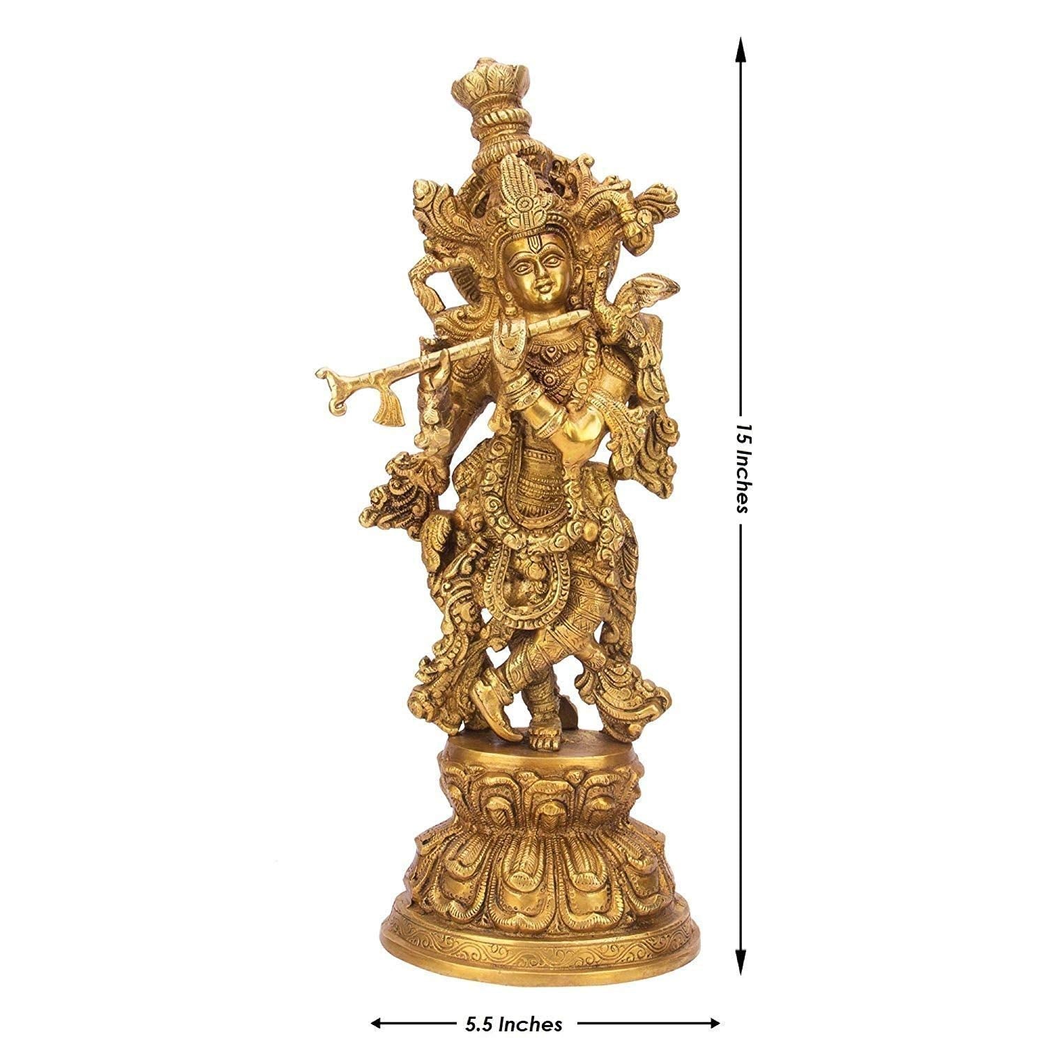 Brass Krishna Idol (Size-15") image 1