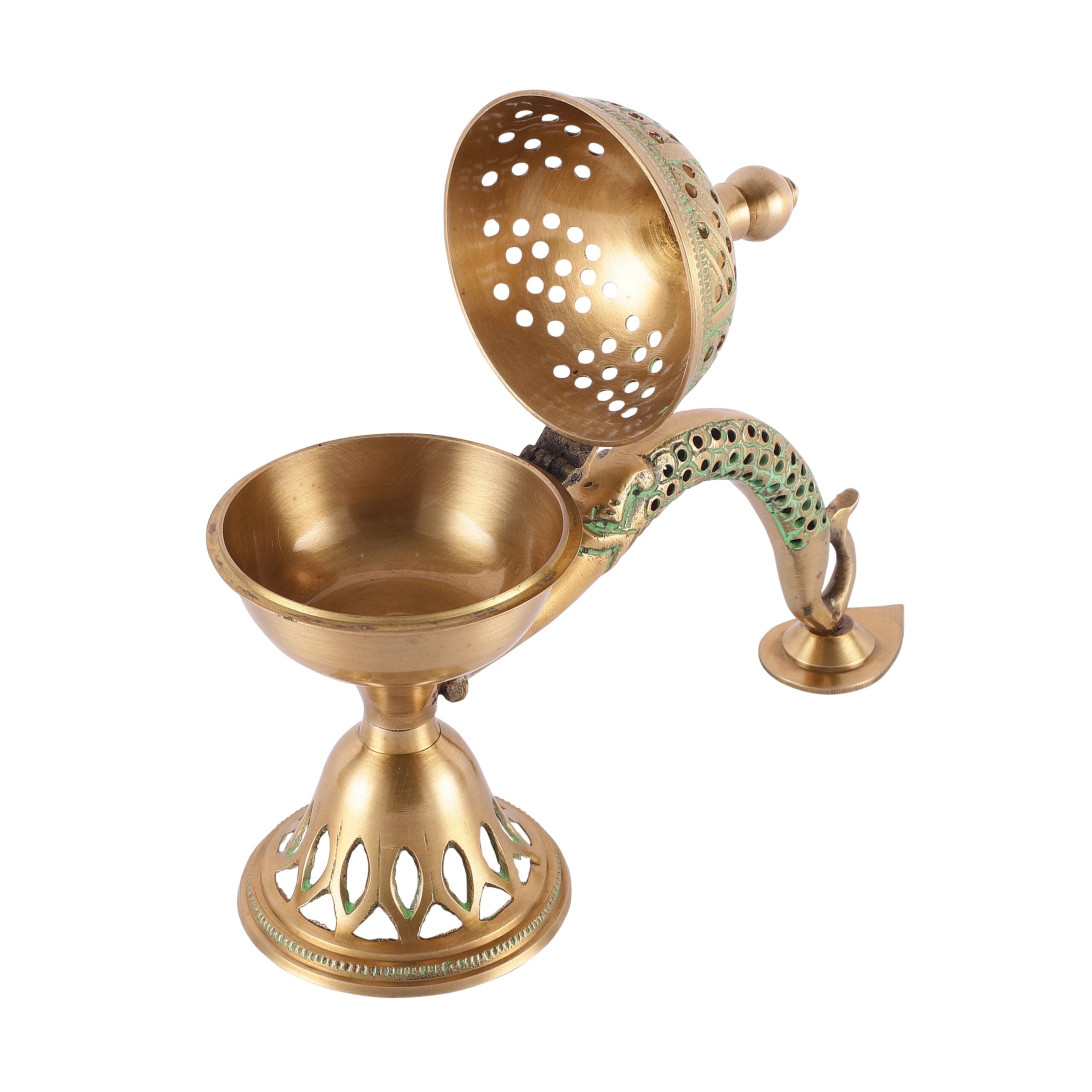 Brass Lobandan Incense Burner with Handle image 1