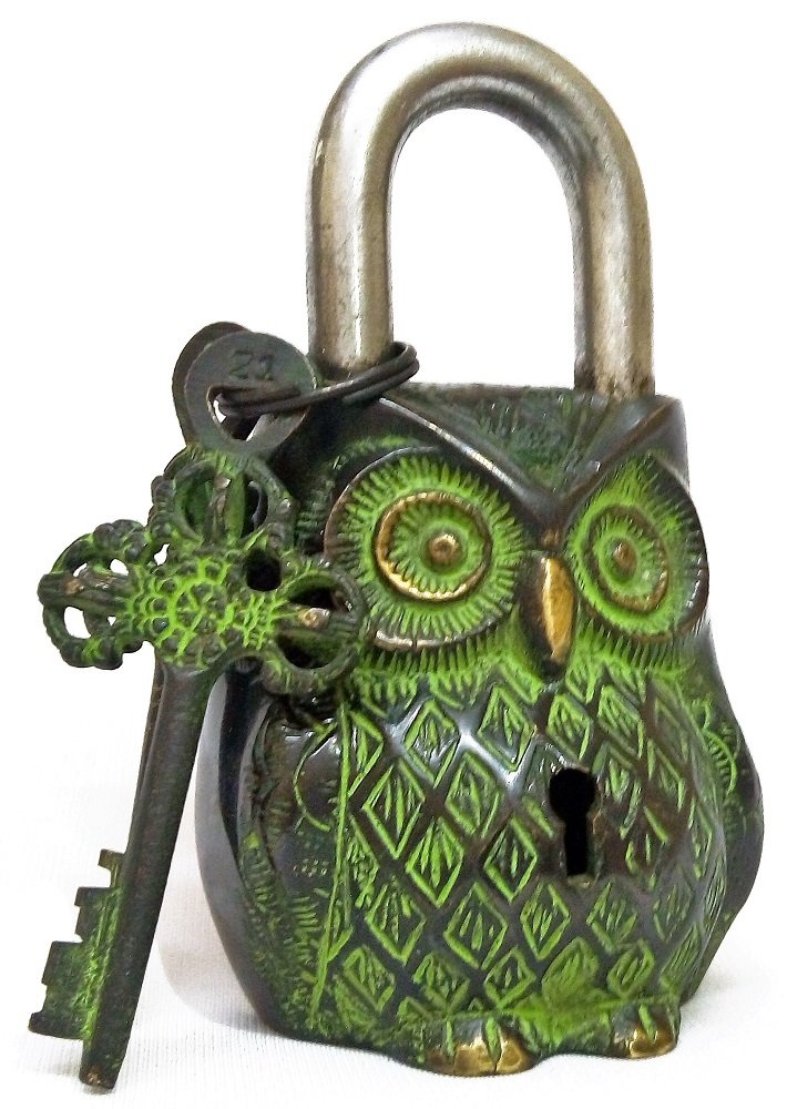 Owl Shape Solid Vintage Style Brass Lock image 0
