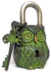 Owl Shape Solid Vintage Style Brass Lock image 0
