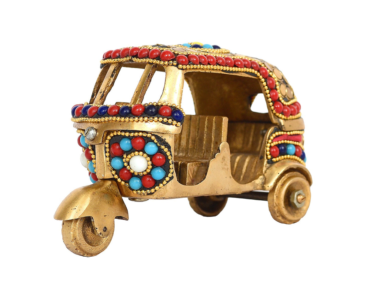 Brass Auto Rickshaw Tuk Tuk Miniature image 0