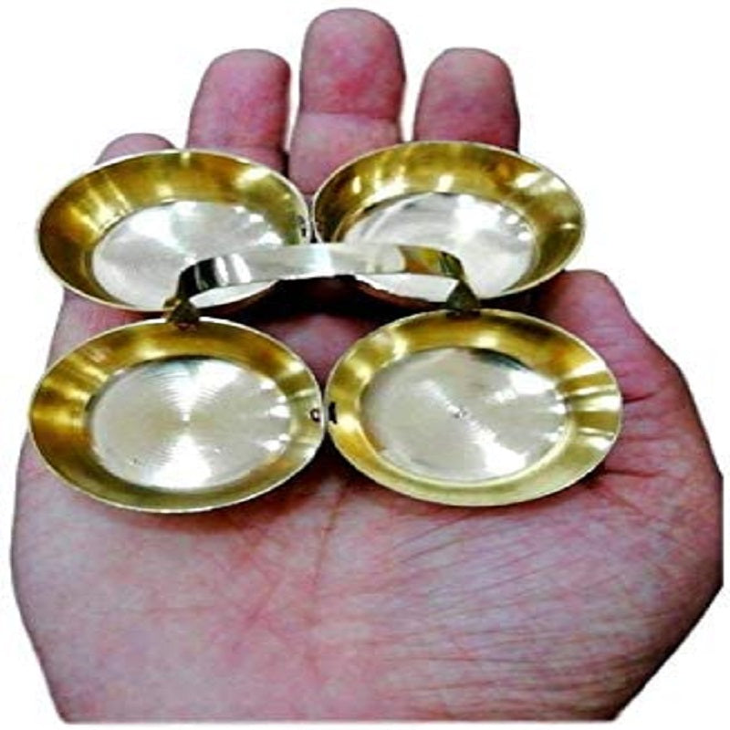 Brass Chowmukh 4 Bowl Holder Patra  image 1